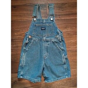 Vintage OSHKOSH B' Gosh Toddler Sz 3T Shortall Overalls Shorts  Denim Blue